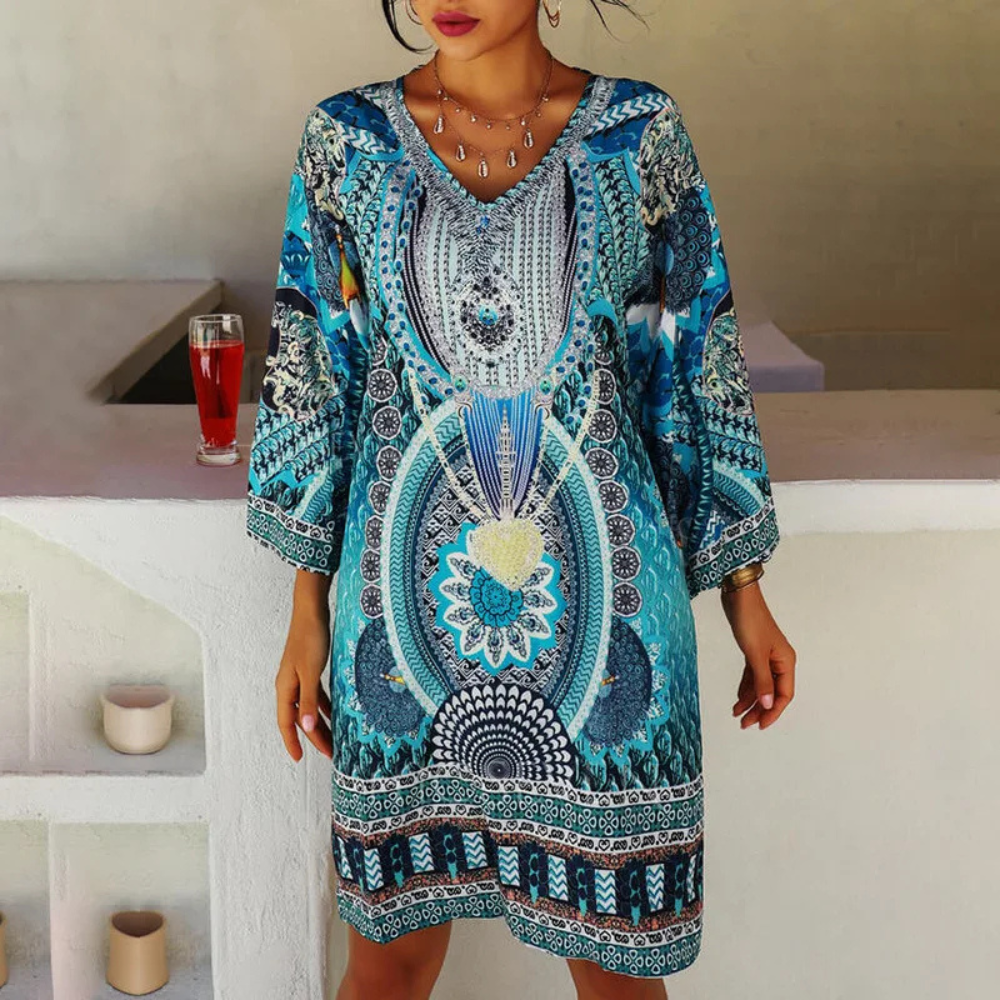 Leichtes Damen Sommerkleid mit buntem Muster – Sofia