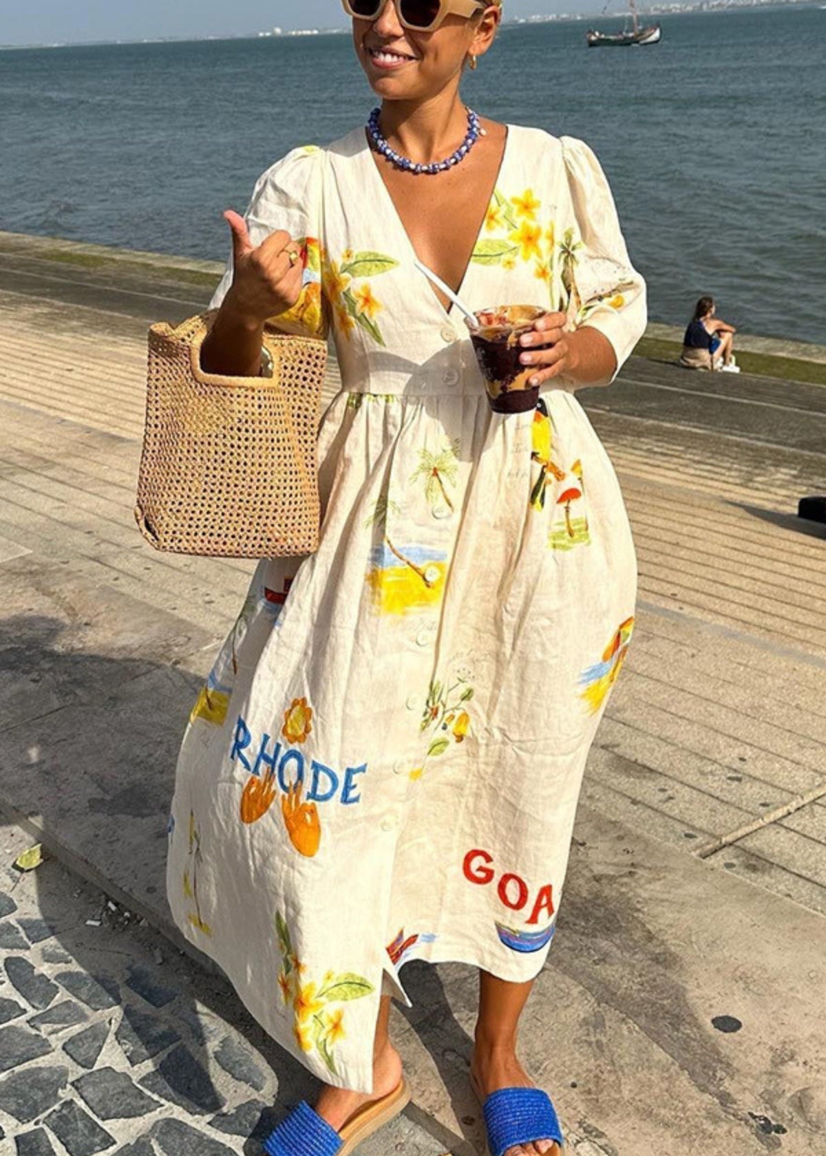 Mediterranes Kleid mit Muster luftig Damen – Bellara