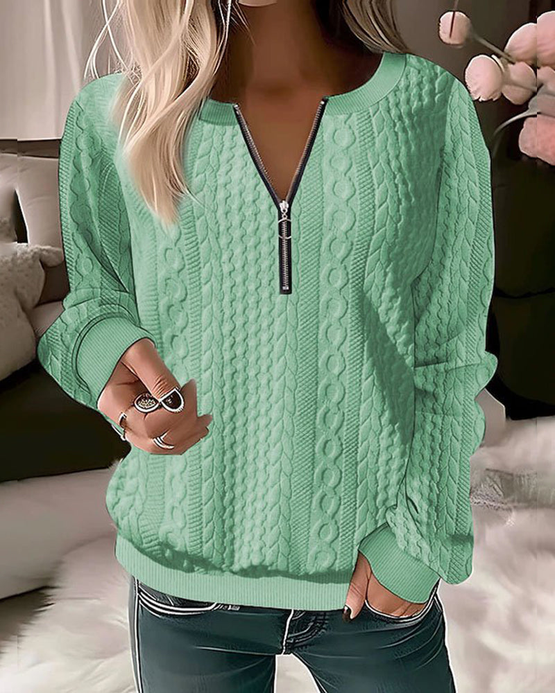 Lillymoda | Adriana - Lässiger Strickpullover mit Halbem Reißverschluss