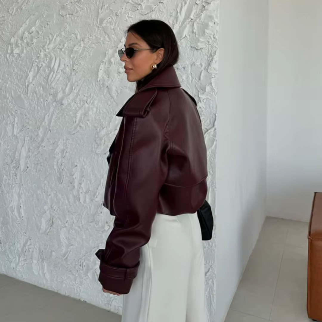 Hannah Lederjacke | Modische Bikerjacke mit Langarm für kalte Tage
