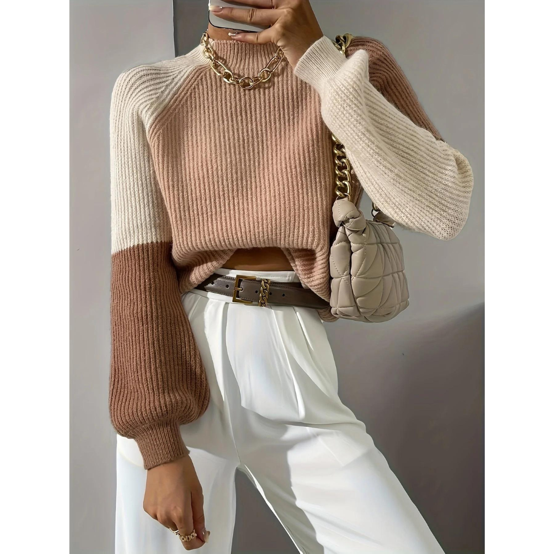 Leena | Damen Strickter Rollkragen Pullover | Warme