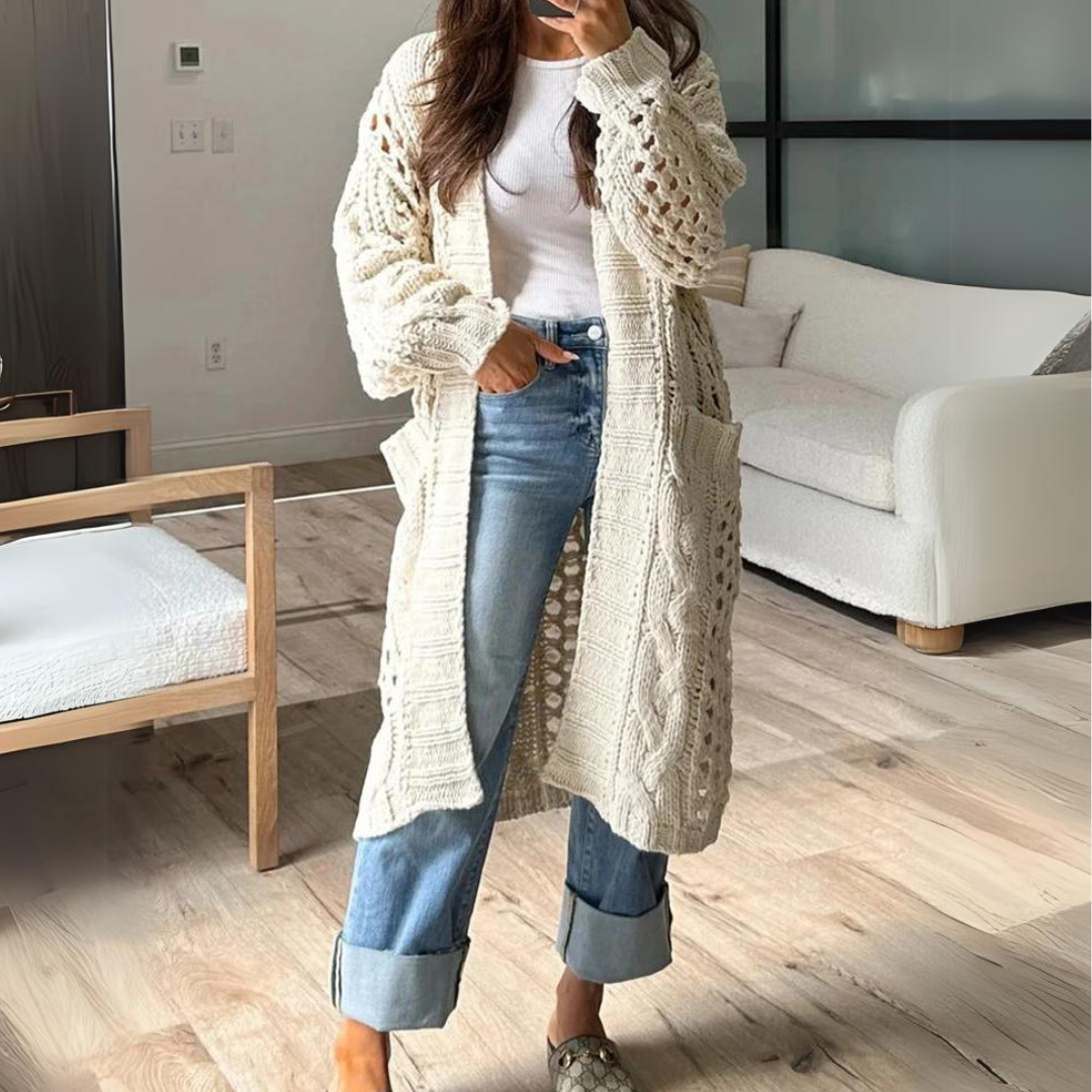 Anna Strickjacke | Stylische V-Ausschnitt-Strickjacke mit Cut-Out-Design