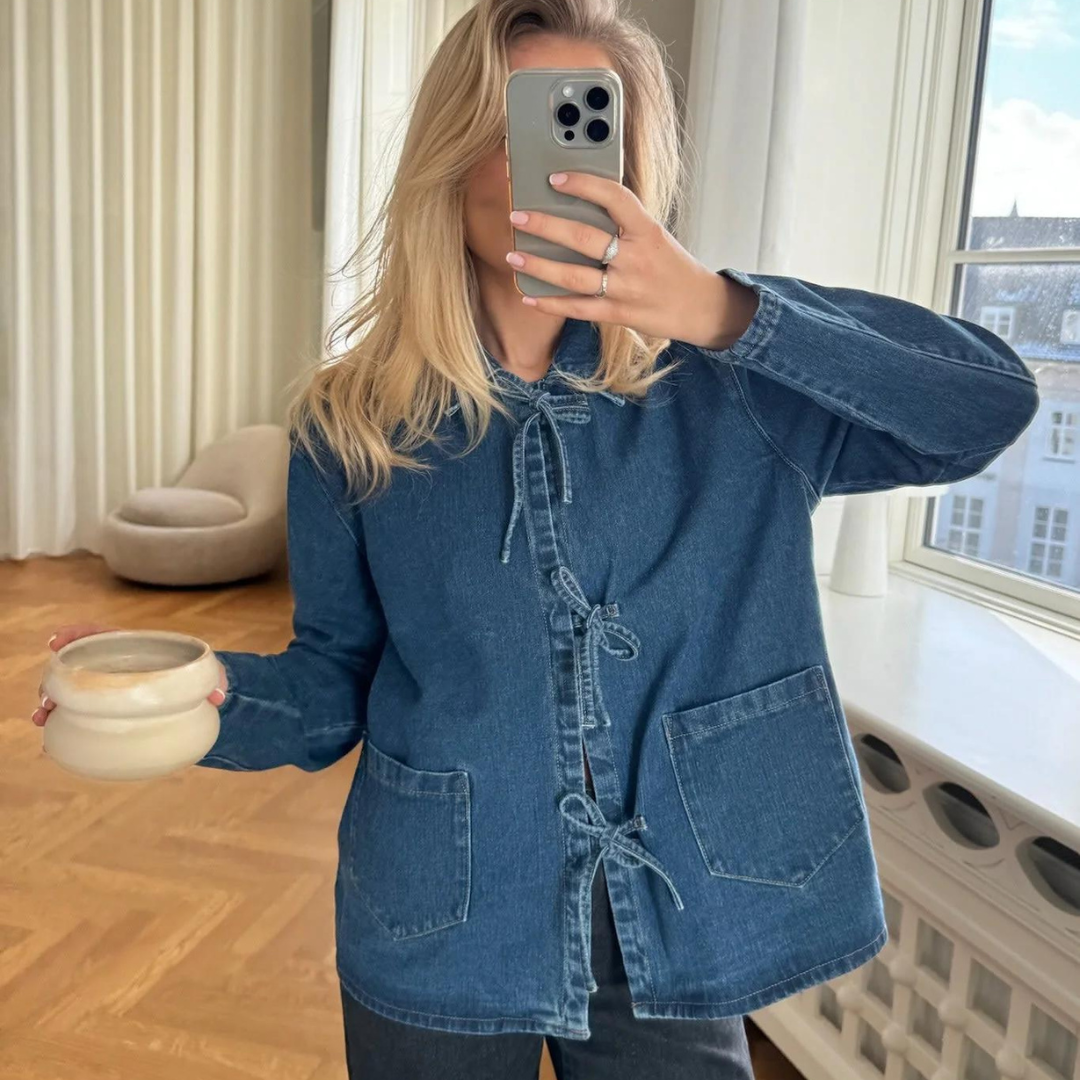 Ayla Jeansjacke | Damen Jeansjacke mit Kragen für Winter