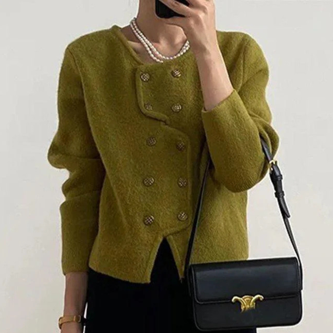 Anna Strickjacke | Elegante Damen Strickjacke mit Knopfverschluss