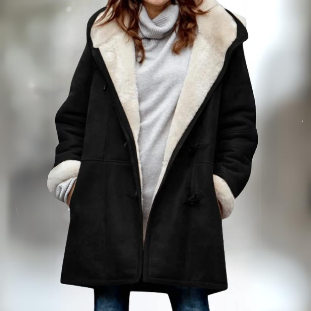 Irmelin Fleece Steppmantel | damen übergang Modische, warme Jacke mit Kapuze