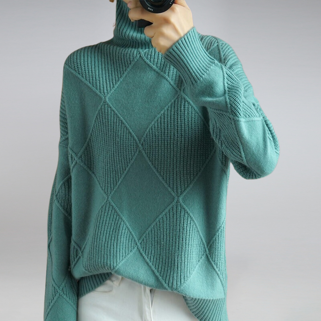 Sandey | Damen Warme Rollkragen Pullover | Übergroß