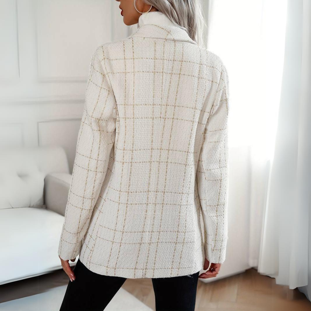 Tweed Blazer | Woven modern hellbeige Damenblazer