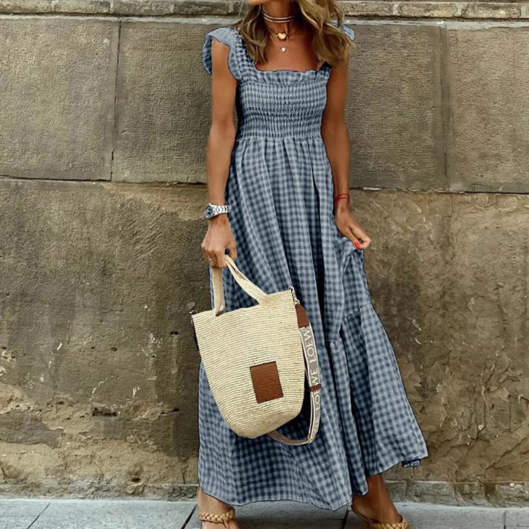 Anke Kleid | Elegantes Plisseekleid mit Rüschenärmeln für den Sommer
