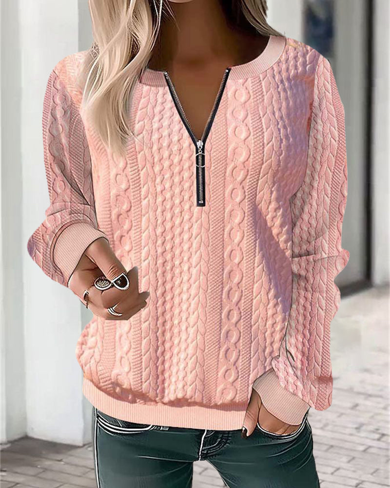 Lillymoda | Adriana - Lässiger Strickpullover mit Halbem Reißverschluss