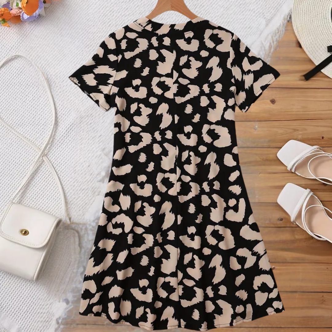Lilly Kleid | Elegantes Damenkleid mit Leopardenmuster für Abendgarderobe