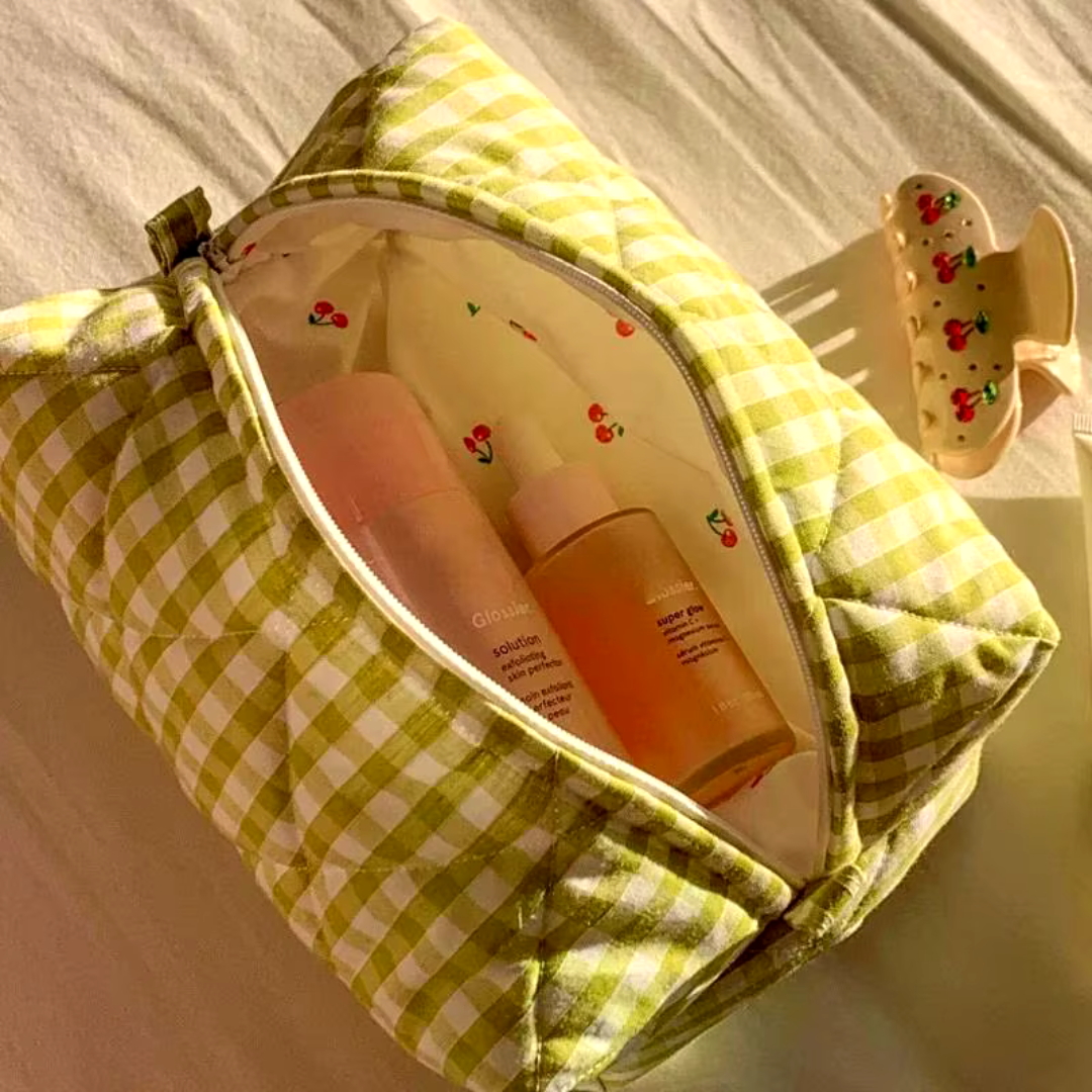 Lena Kosmetiktasche | Tragbare Schminktasche aus weicher Baumwolle