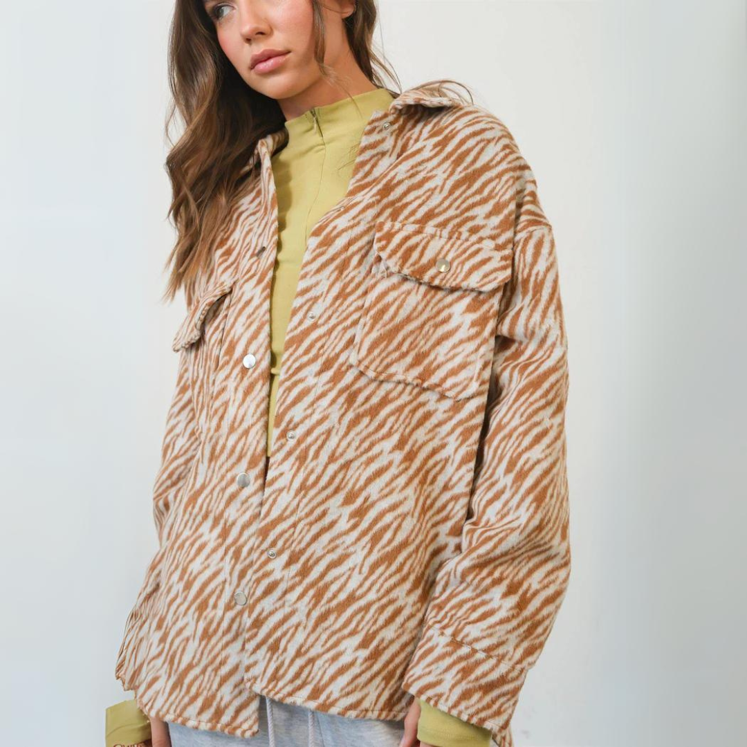 Orange Zebra Jacke | Einzigartige Zebra Print Jacke für Damen