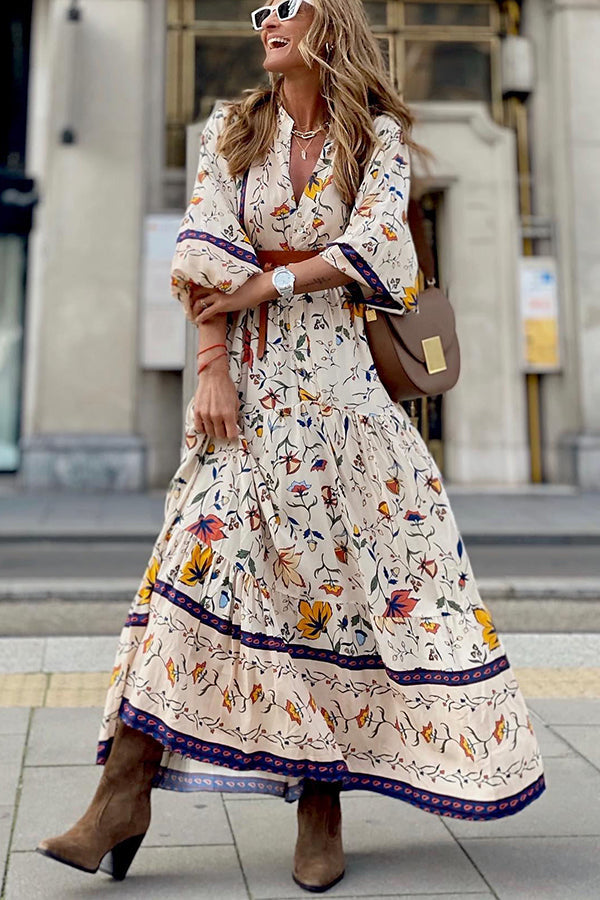 Lillymoda | Isabella - Boho Maxikleid mit V-Ausschnitt