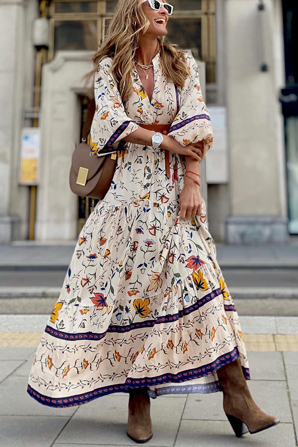 Lillymoda | Isabella - Boho Maxikleid mit V-Ausschnitt
