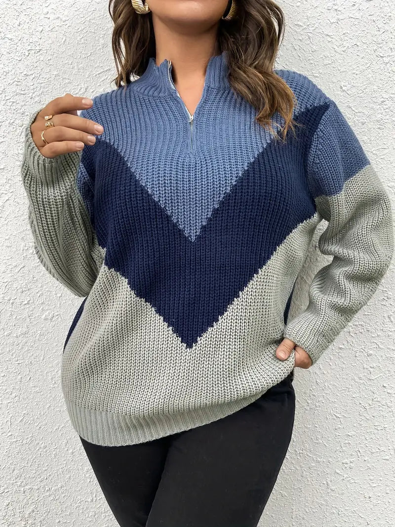 Janeth - Lässiger Pullover mit Reißverschluss Damen