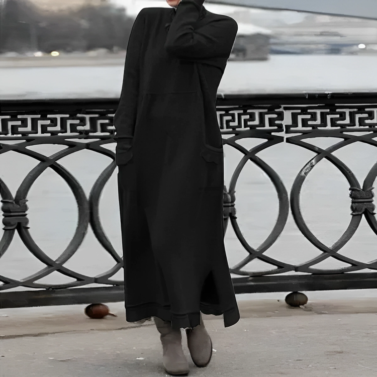 Lillymoda | Adalynn - Langärmeliges Maxikleid mit Fleece Futter für Frauen
