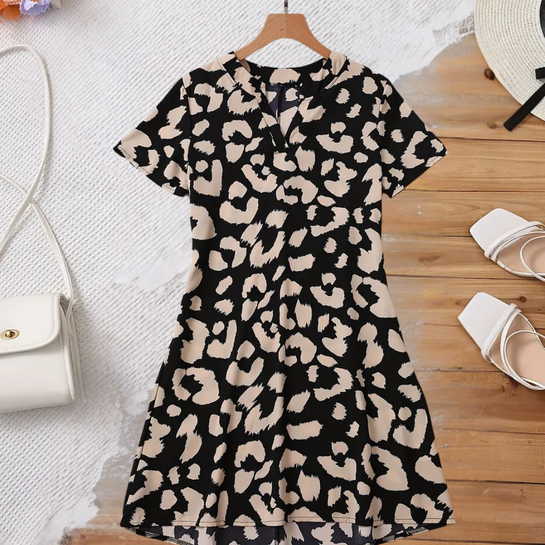 Lilly Kleid | Elegantes Damenkleid mit Leopardenmuster für Abendgarderobe