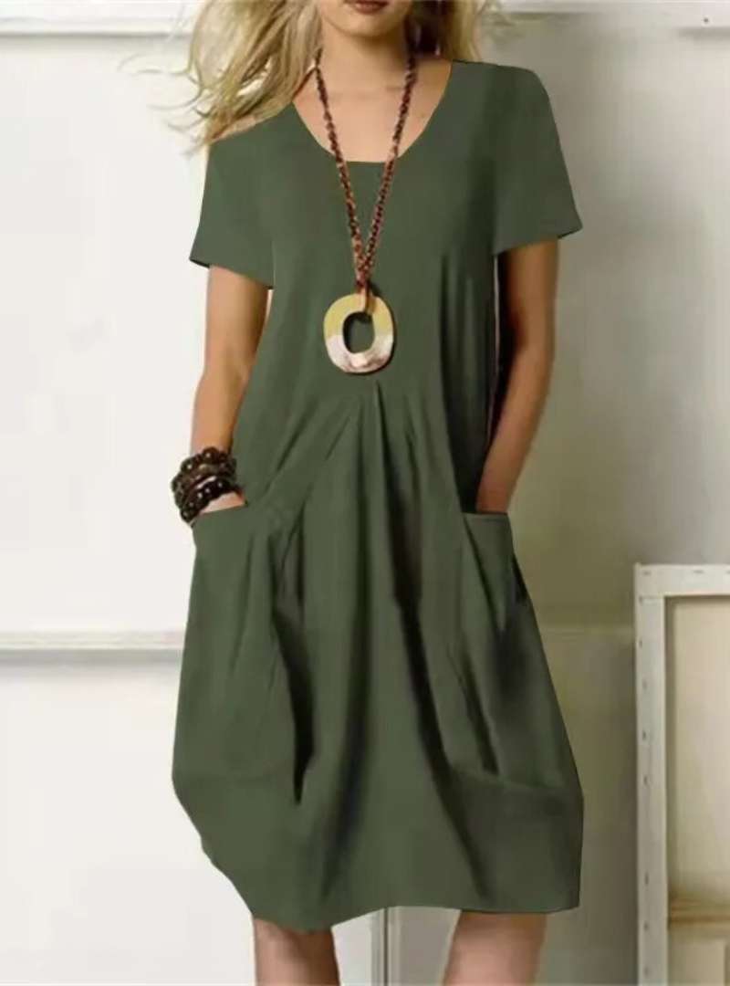Knielanges Freizeitkleid mit Taschen und Stil – Lara