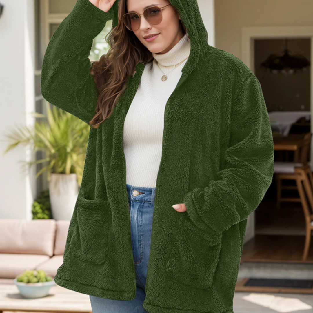Wellens Fleece Weste | Teddy Winterjacke mit Kapuze für Frauen
