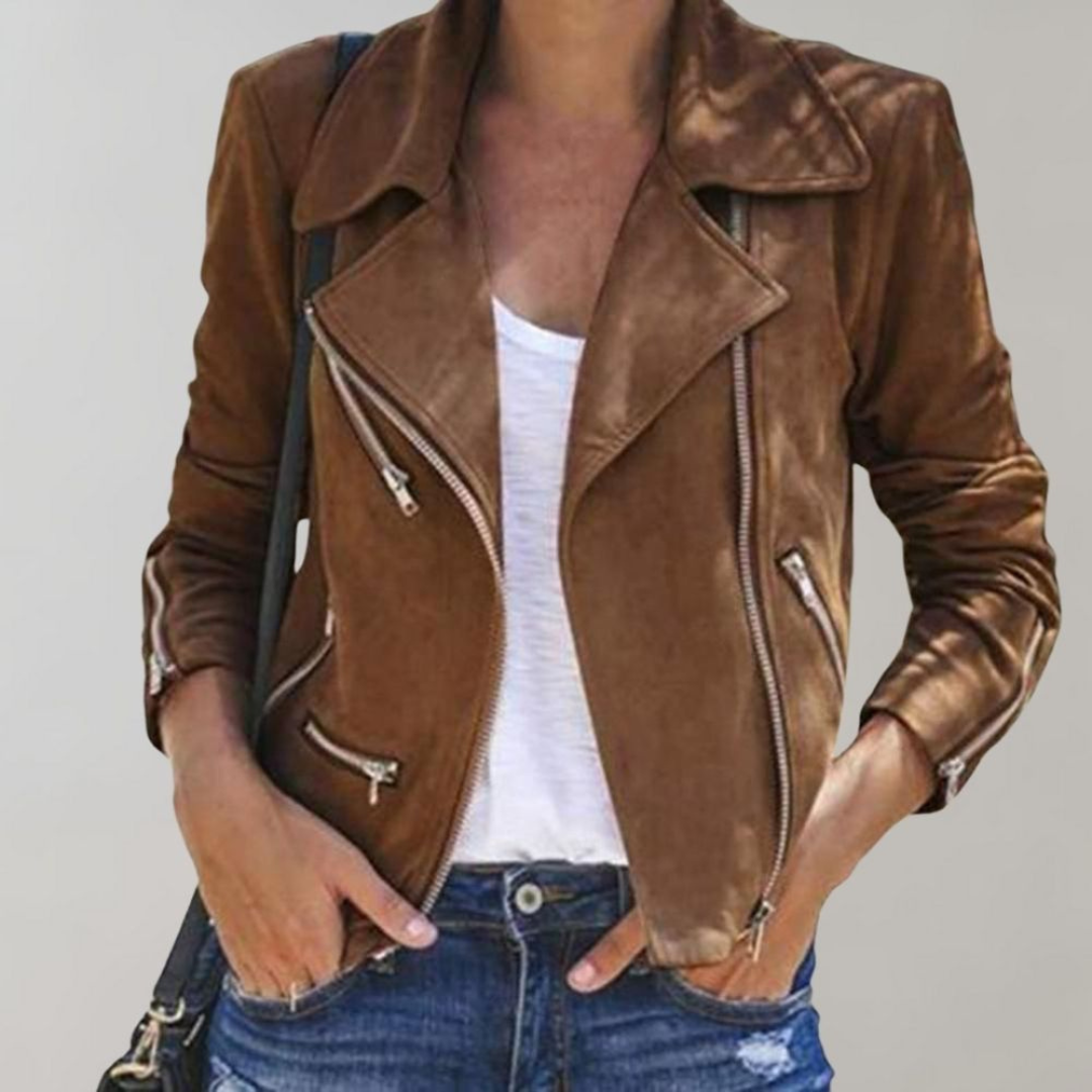 Mila Lederjacke | Stylische und moderne Bikerjacke aus veganem Leder für Damen