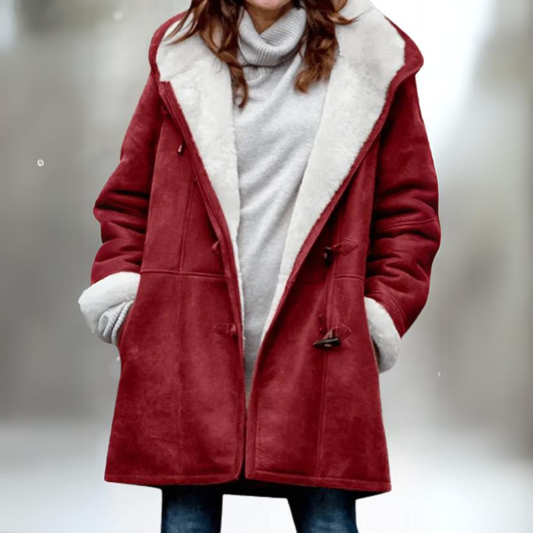 Irmelin Fleece Steppmantel | damen übergang Modische, warme Jacke mit Kapuze