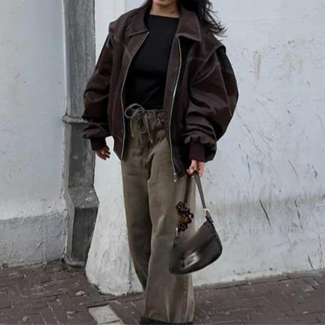 Zara Jacke | Stilvolle Lederjacke mit Umlegekragen und Reißverschluss-Design