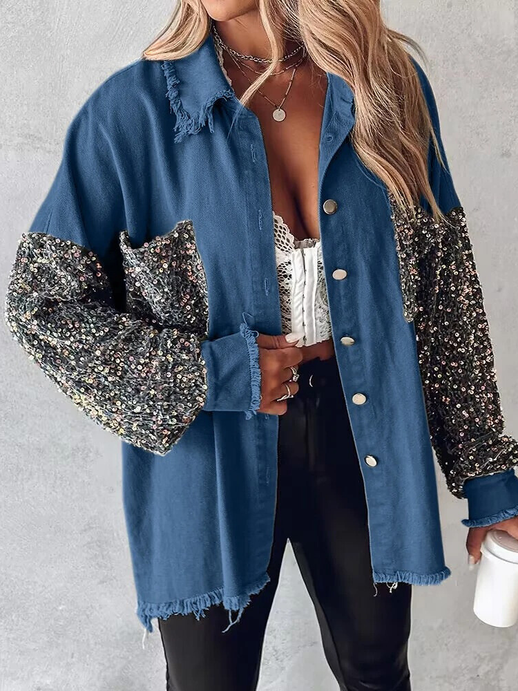 Lillymoda | Eileen - Kontrast Paillettenbesetzte Jacke