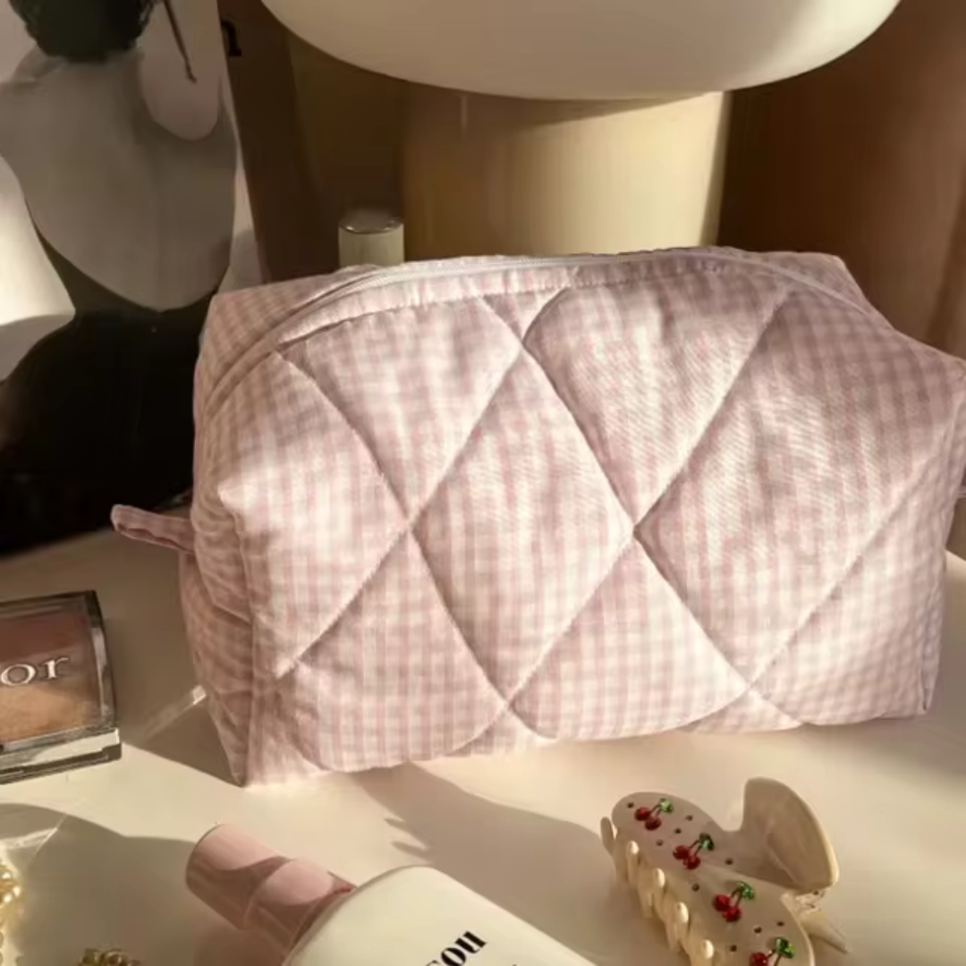 Lena Kosmetiktasche | Tragbare Schminktasche aus weicher Baumwolle