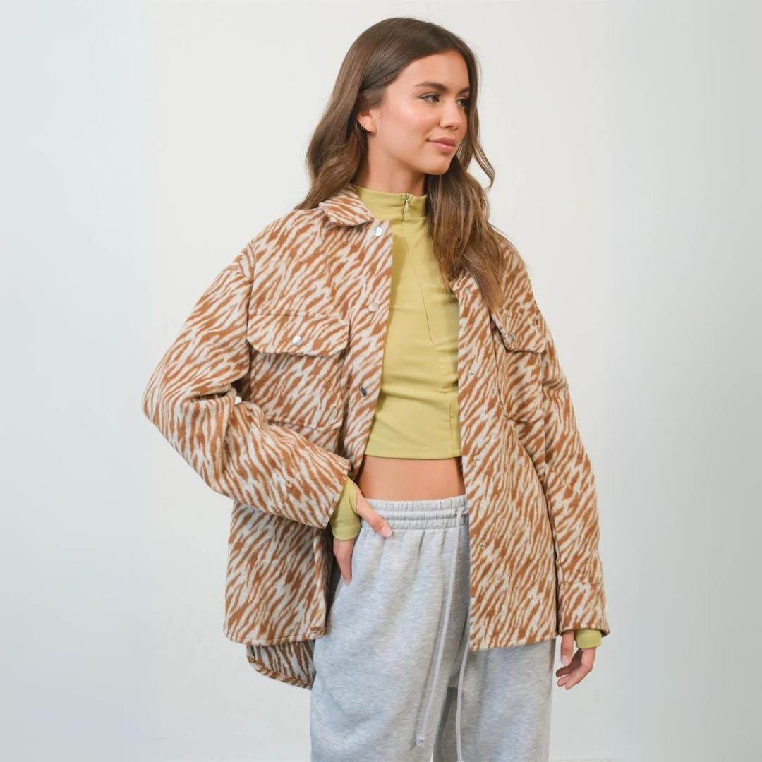 Orange Zebra Jacke | Einzigartige Zebra Print Jacke für Damen