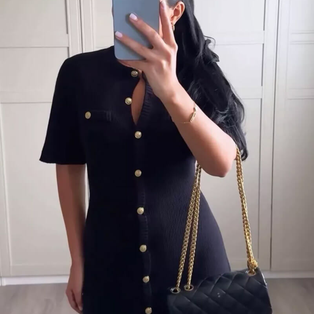 Valentina Kleid | Figurbetontes Strickkleid mit Rundhalsausschnitt
