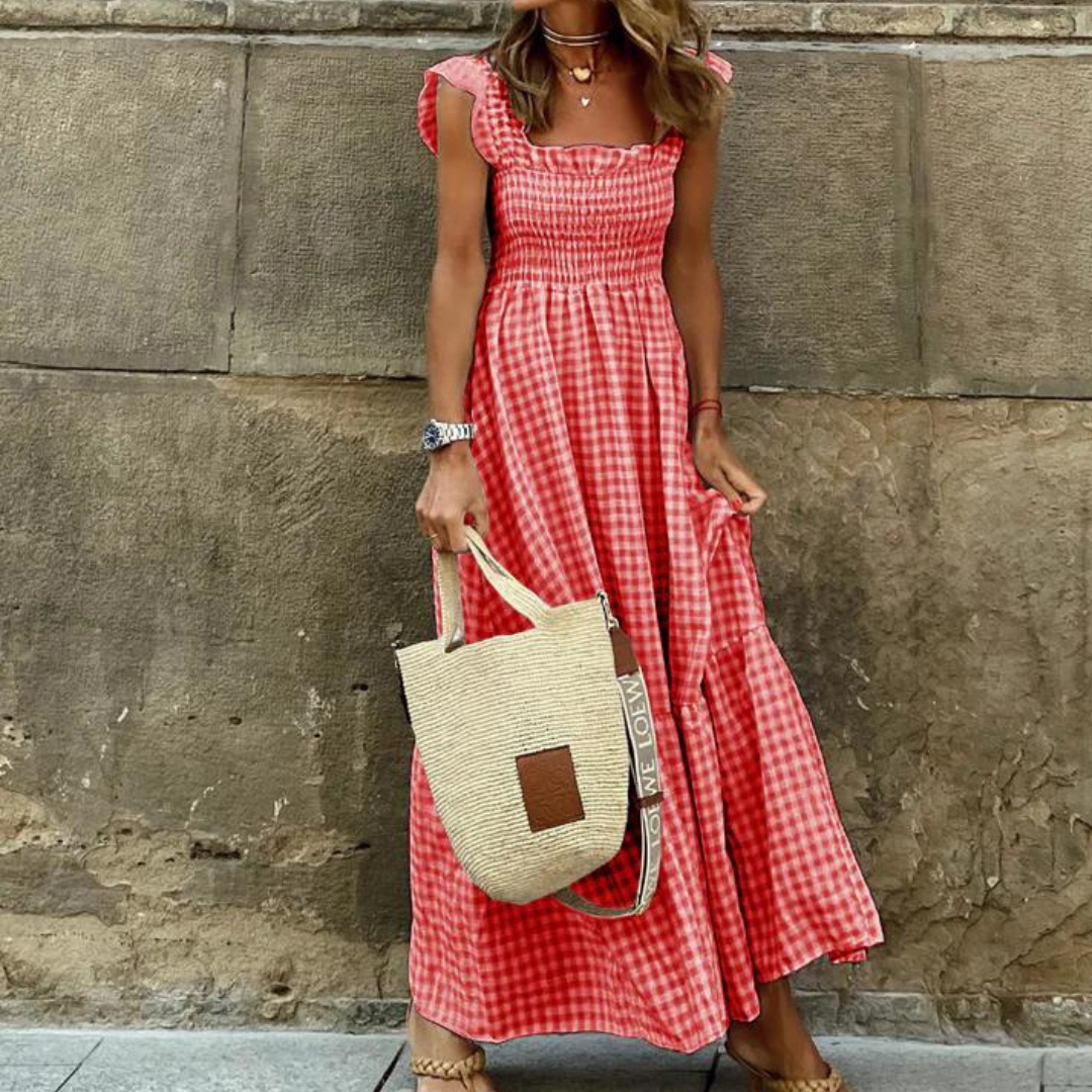 Anke Kleid | Elegantes Plisseekleid mit Rüschenärmeln für den Sommer