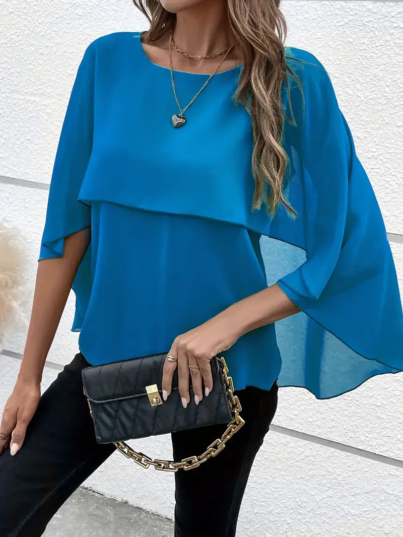 Valery - Elegante Bluse mit Umhangärmeln
