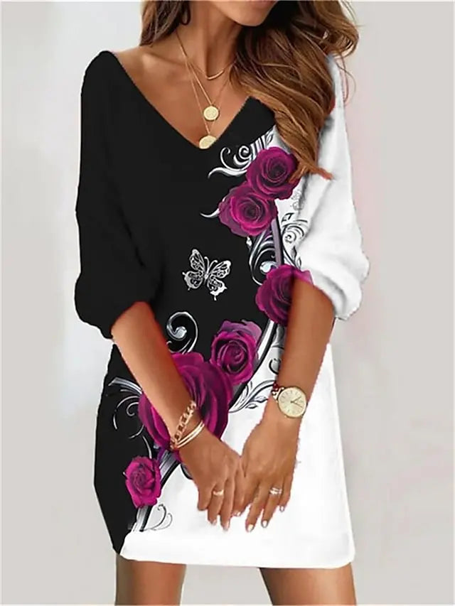 Lillymoda | Alma - Bedrucktes Langärmeliges Kleid