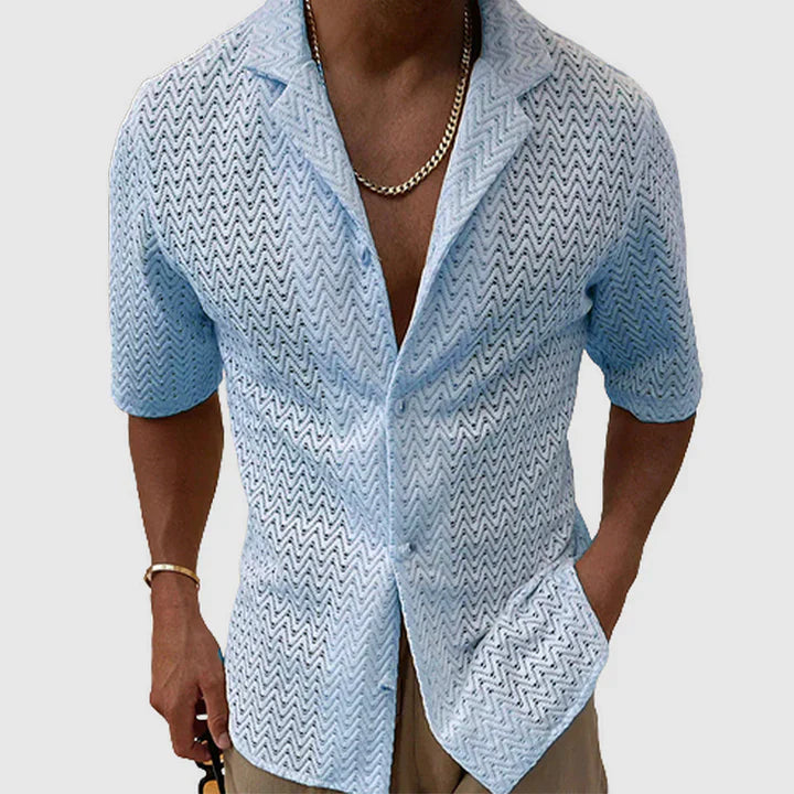 Romolo - Unifarbenes Strickhemd