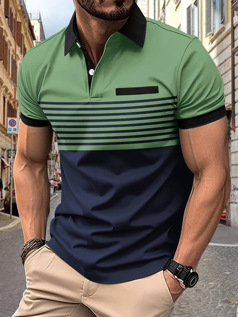 Mirko - Lassiges Kurzarm-Streifen-PoloShirt fur Herren