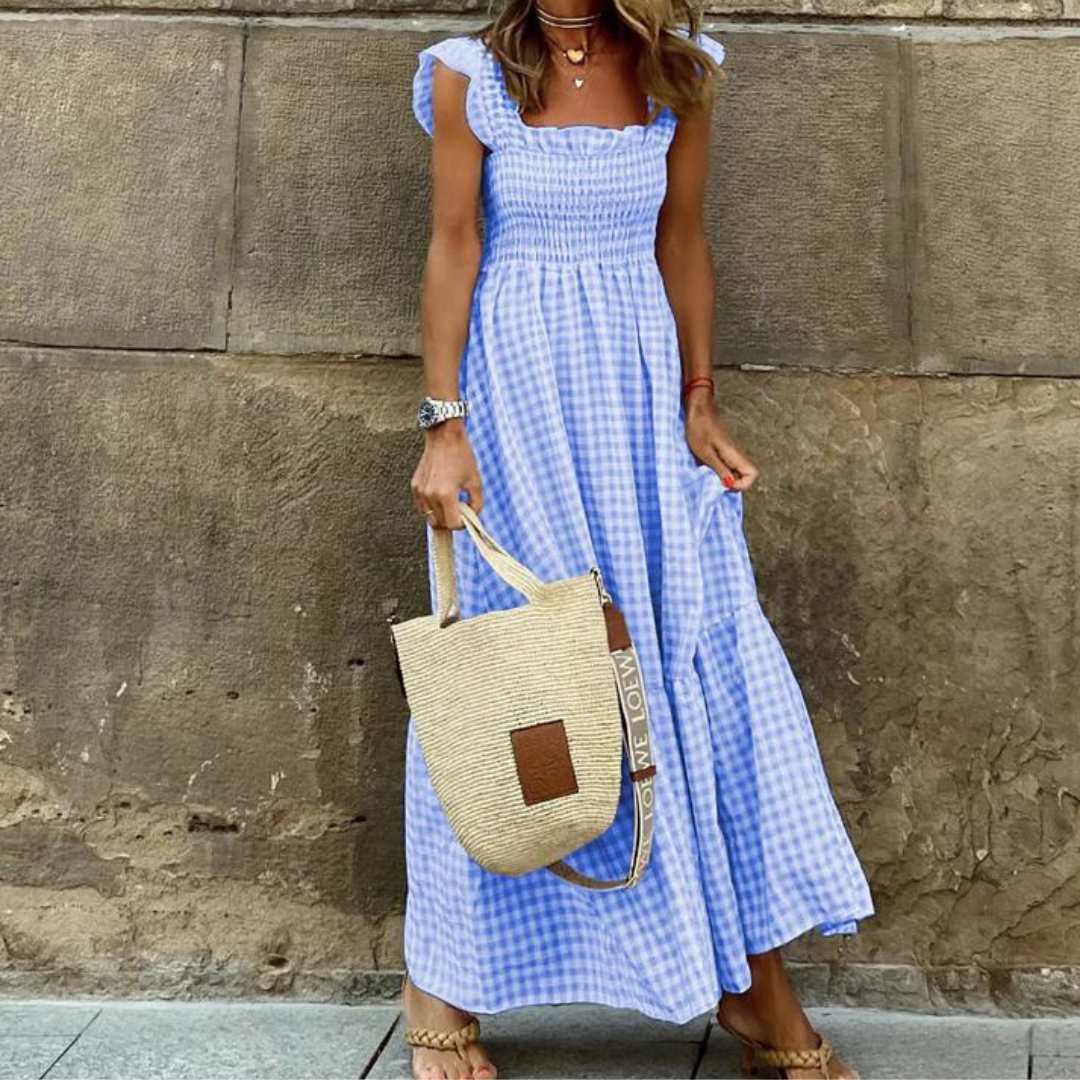 Anke Kleid | Elegantes Plisseekleid mit Rüschenärmeln für den Sommer