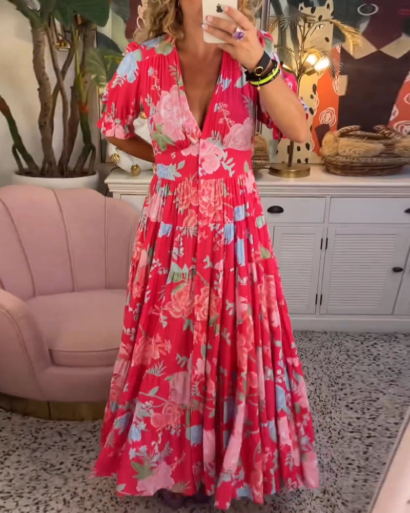 Lillymoda | Avery - Elegantes Langes Kleid mit Blumenmuster