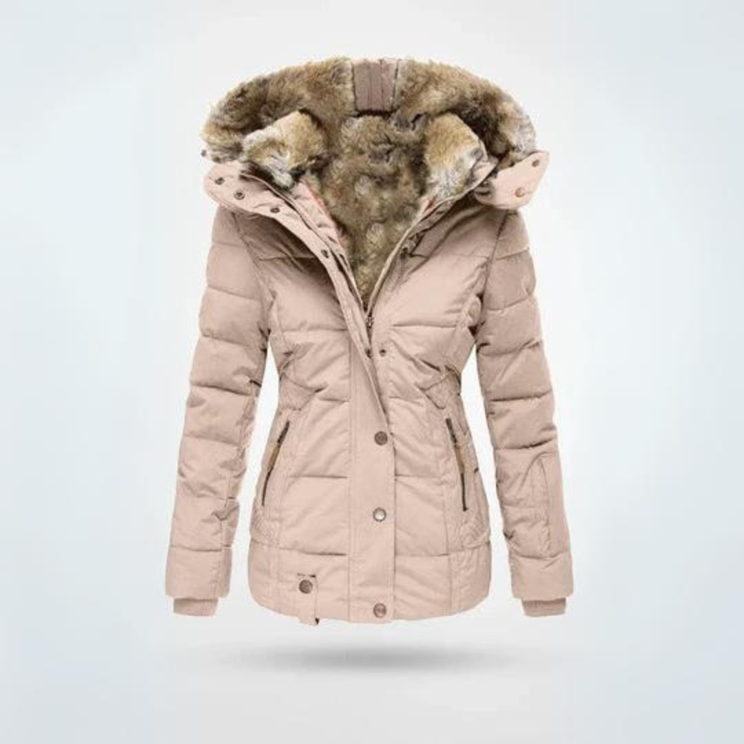 Cecilie Steppmantel | Warmer Wintermantel mit Kunstfellkragen