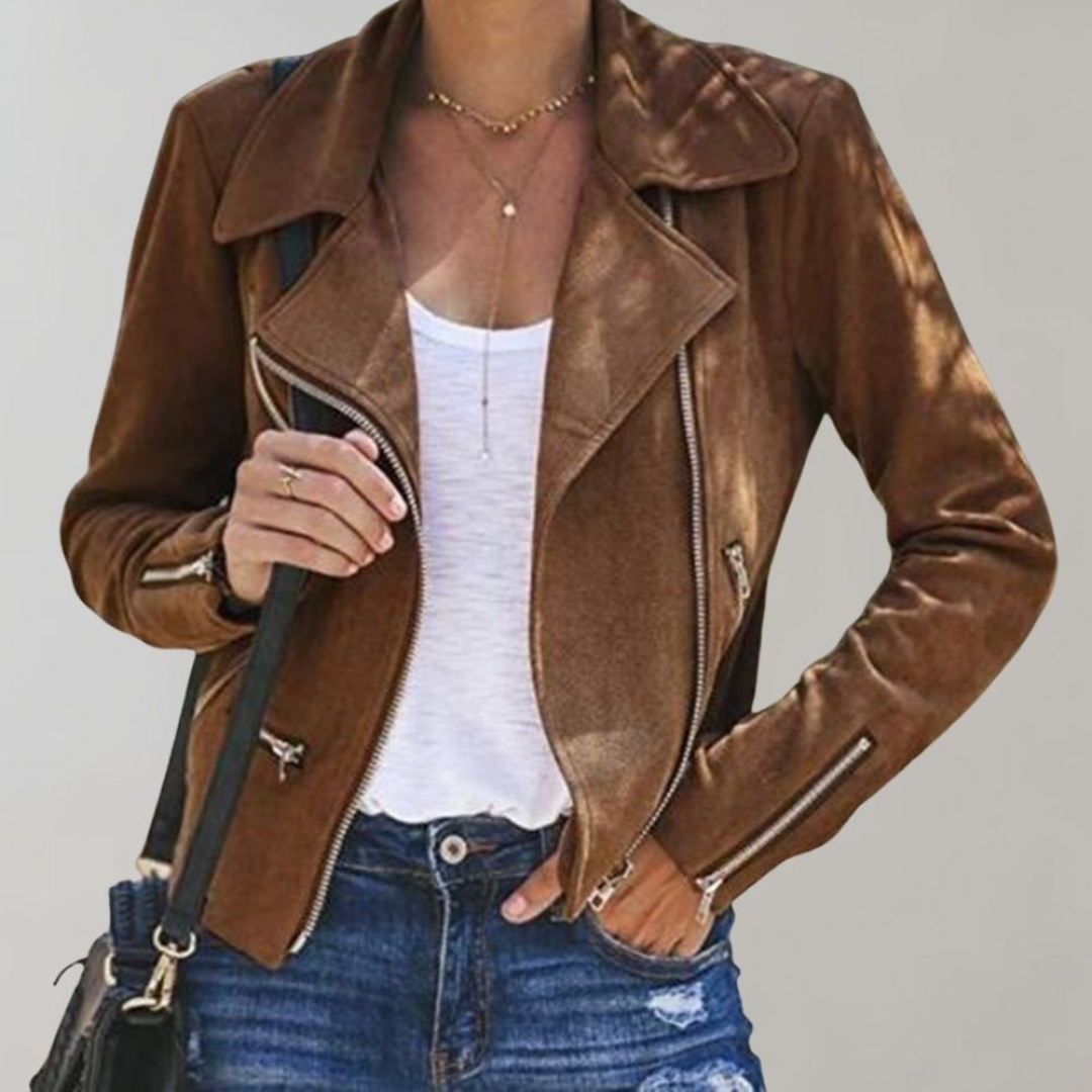 Mila Lederjacke | Stylische und moderne Bikerjacke aus veganem Leder für Damen