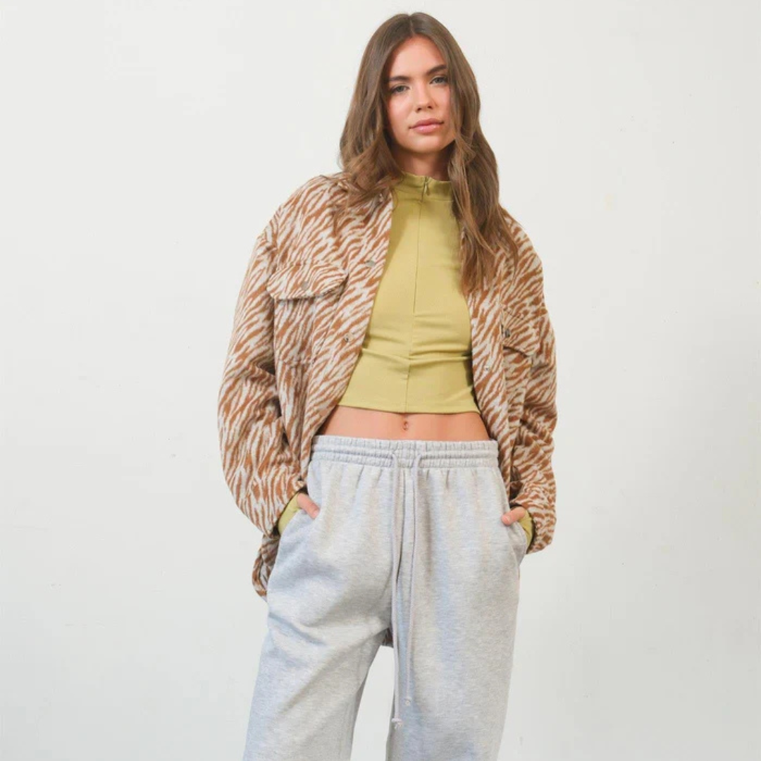 Orange Zebra Jacke | Einzigartige Zebra Print Jacke für Damen