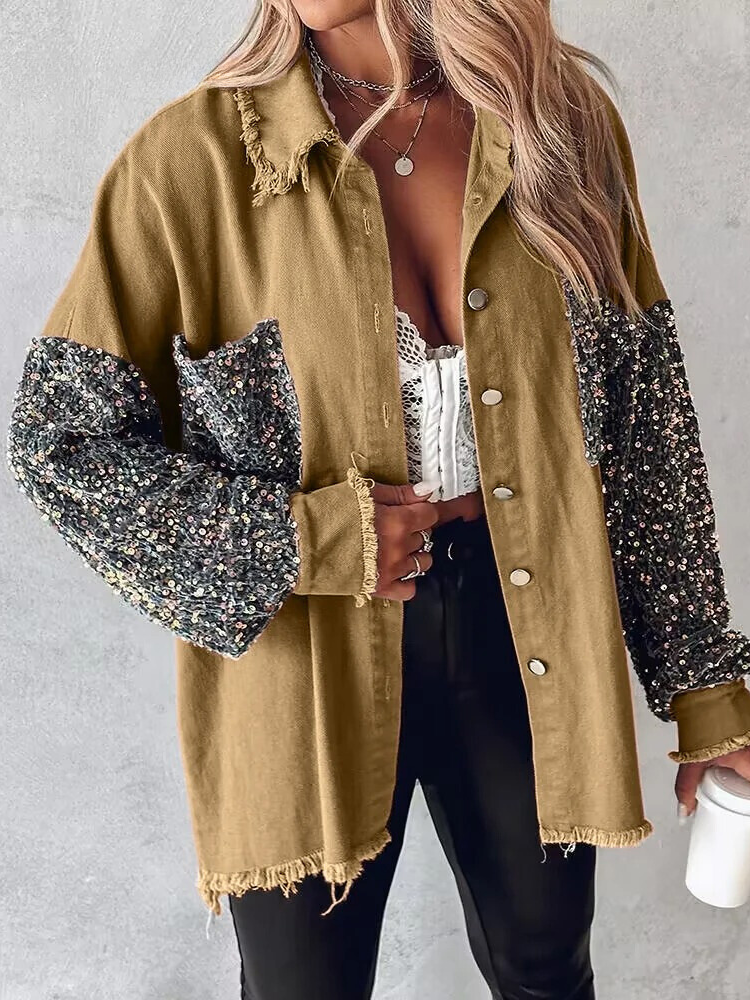 Lillymoda | Eileen - Kontrast Paillettenbesetzte Jacke