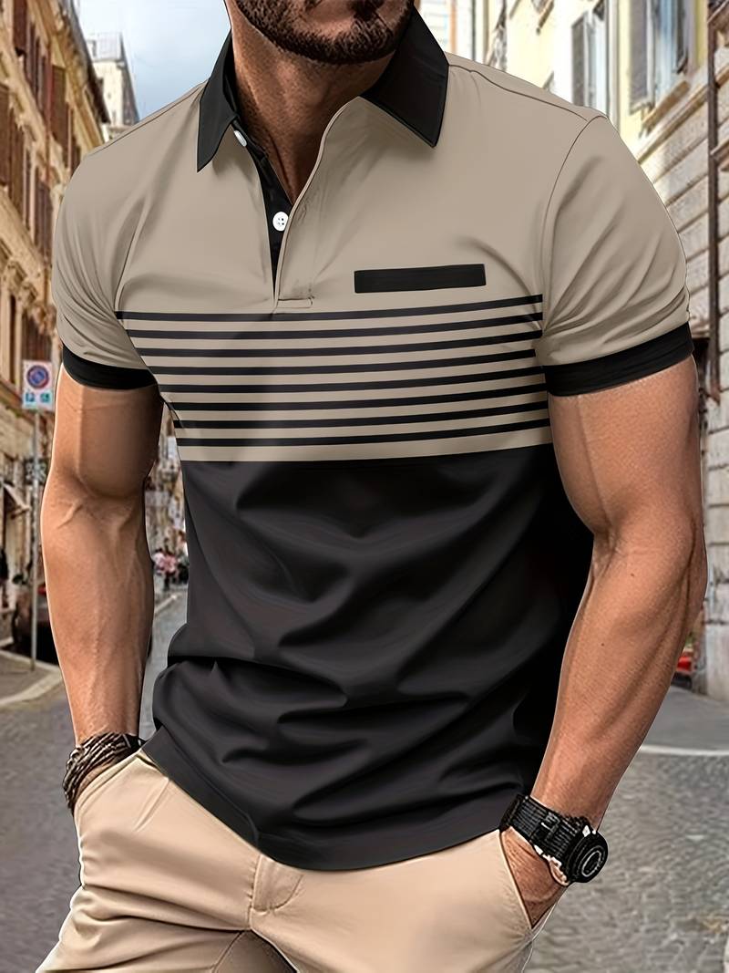 Mirko - Lassiges Kurzarm-Streifen-PoloShirt fur Herren
