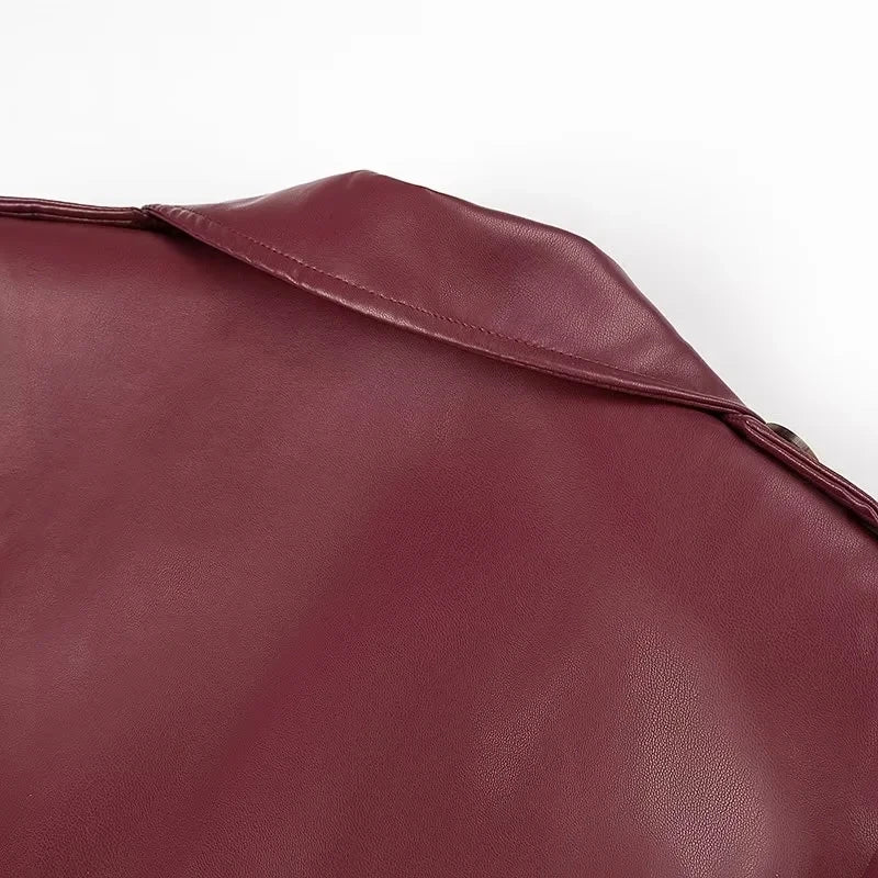 Lillymoda | Andrea - Lange Lederjacke mit Schnürung für Frauen