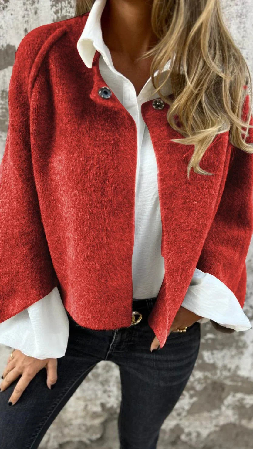 Celeste Damenjacke | Wollmantel Mit Rundhalsausschnitt Und Langen Ärmeln