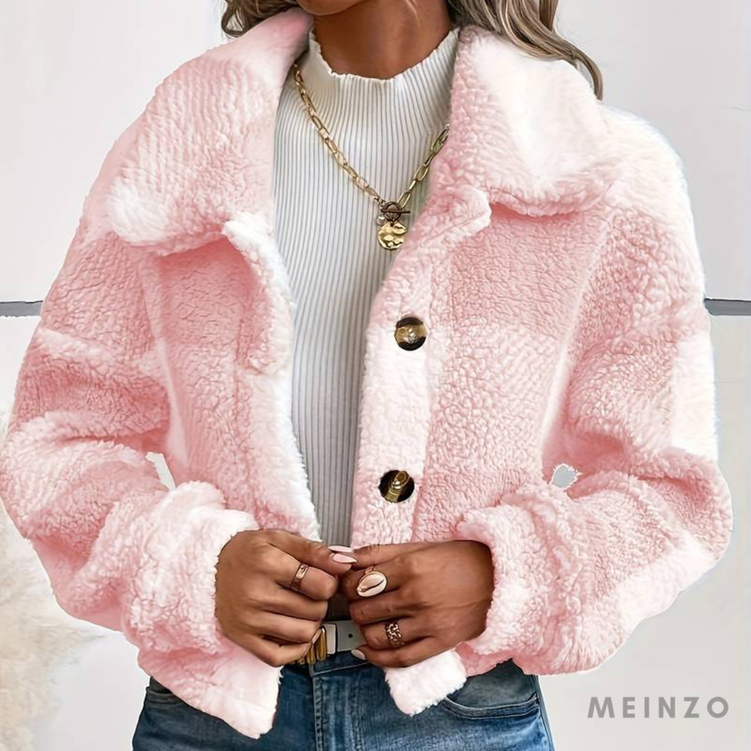 Helga Mantel | Karierte Teddyjacke mit Knopfleiste