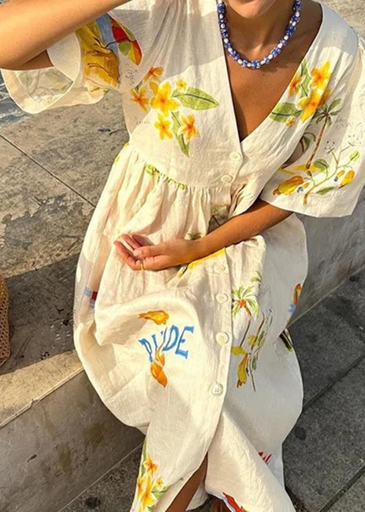 Mediterranes Kleid mit Muster luftig Damen – Bellara