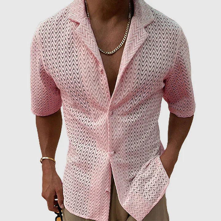 Romolo - Unifarbenes Strickhemd