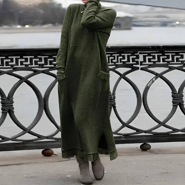 Lillymoda | Adalynn - Langärmeliges Maxikleid mit Fleece Futter für Frauen