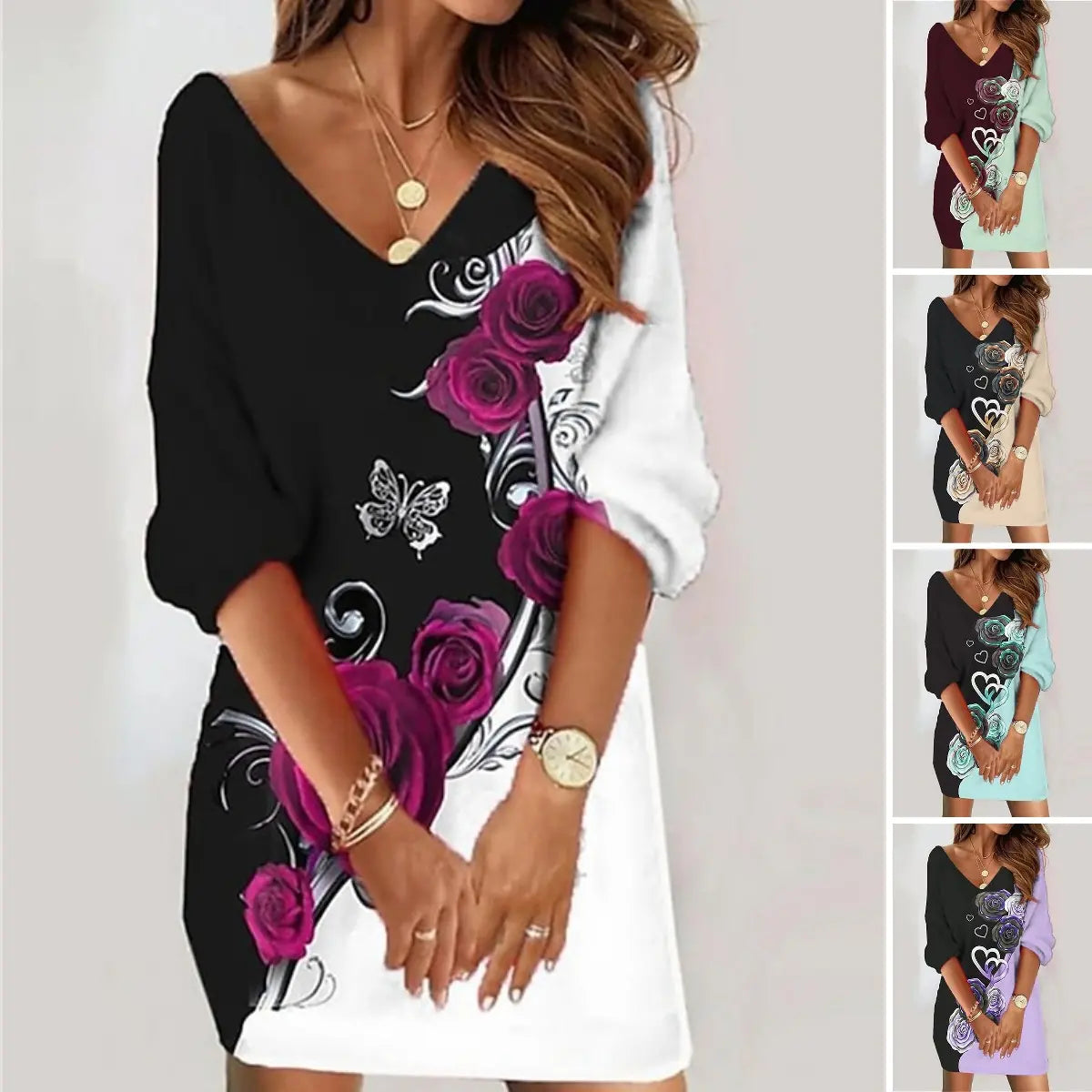 Lillymoda | Alma - Bedrucktes Langärmeliges Kleid