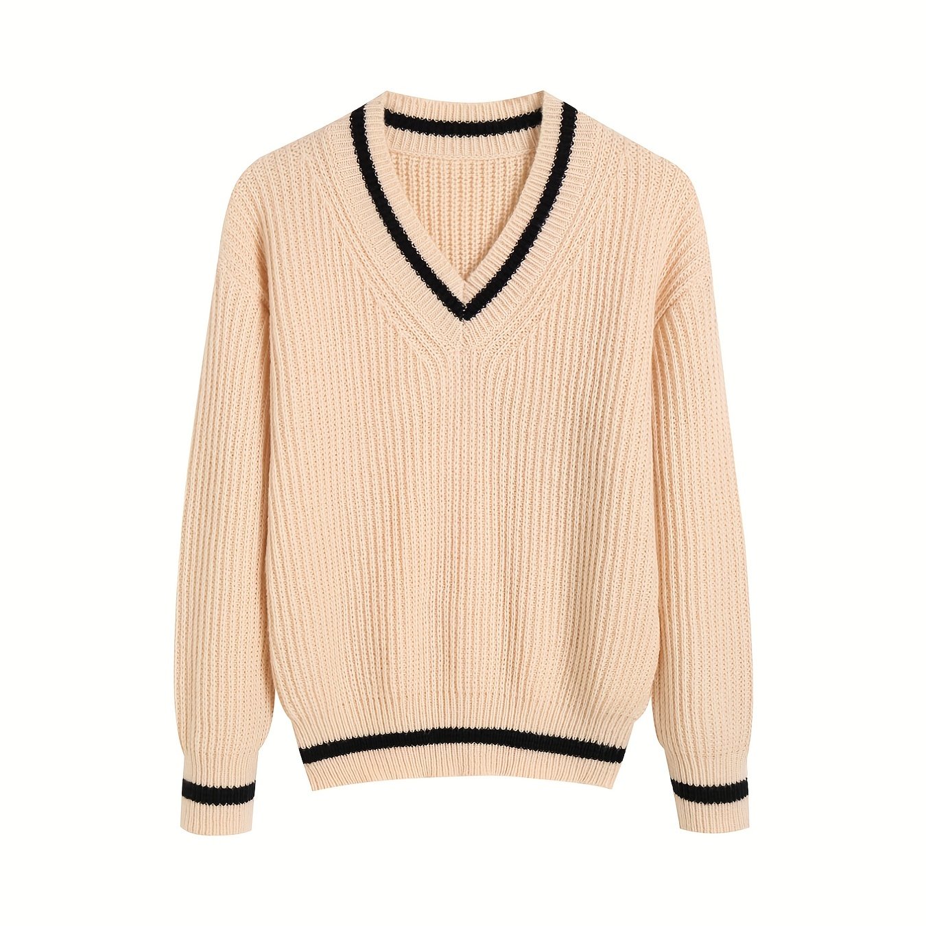 Paula Pullover | Lässiger Pullover mit Streifendesign und V-Ausschnitt für Damen